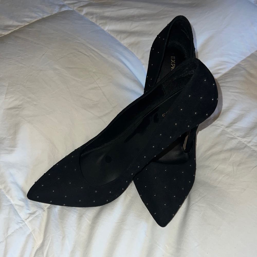 Express studded black heels 3in